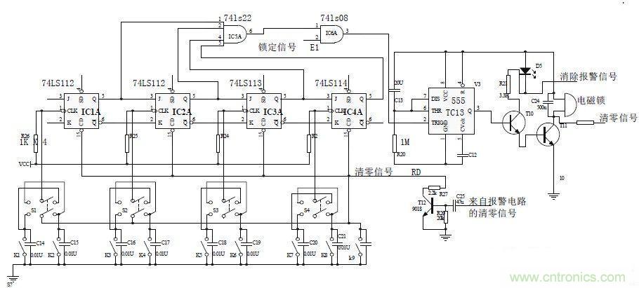 鍵盤輸入、密碼修改、密碼檢測、開鎖、執行電路