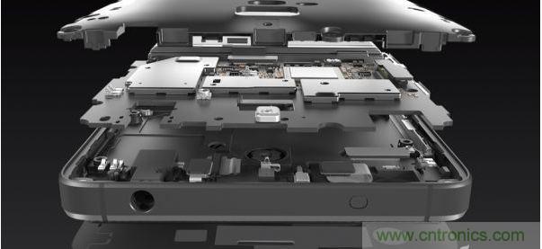 手機的內部結構，其中決定手機堅固程度的部分就是邊框與骨架