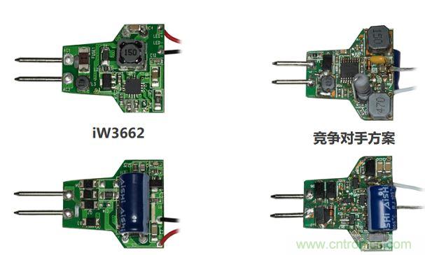 iW3662與競爭對手方案相比，所需外部元器件的數量大幅降低