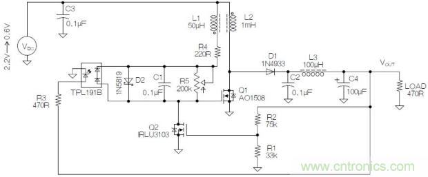 圖2：基于MOSFET的焦耳小偷電路。