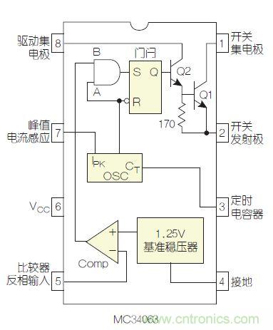 圖2：MC34063是該電路核心。
