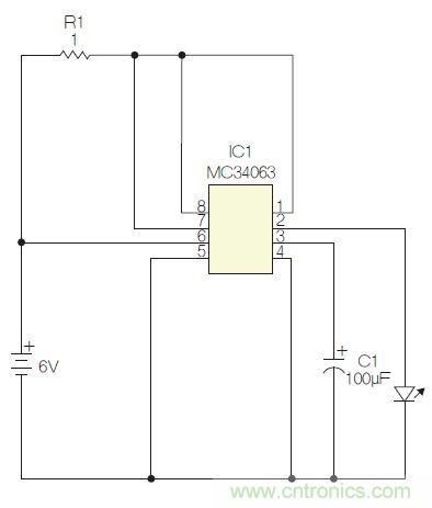 圖1：閃光燈標電路圖。