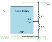 如何使用電源設計中的分壓器調節輸出電壓？