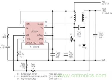 具有負反饋引腳和用于負輸出電源的高性能、單端控制器IC